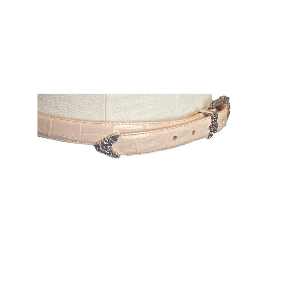 Brighton Pink Leather Vintage Belt With Silver Buckle Size ML/32 Western Girl